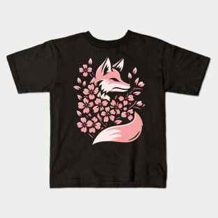 Cherry Blossom Fox Kids T-Shirt